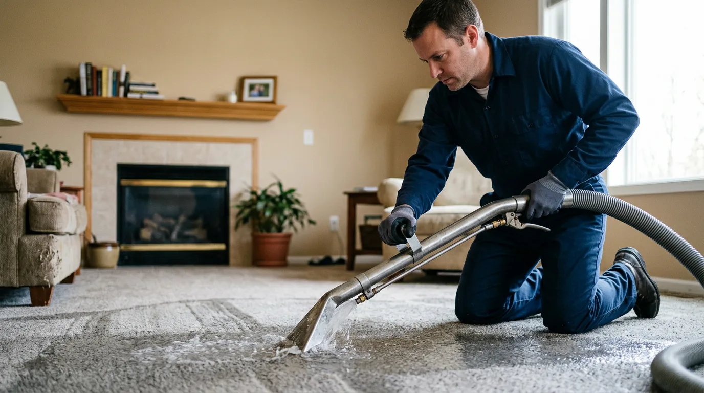 Water damage restoration technician working near Lavon, TX